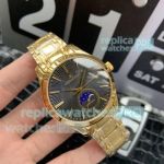 Swiss Copy Jaeger LeCoultre Moonphase Watch Black Dial Gold Case